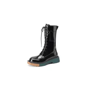 Med Heels Working Casual Boots Female Platform Mid Calf Boots