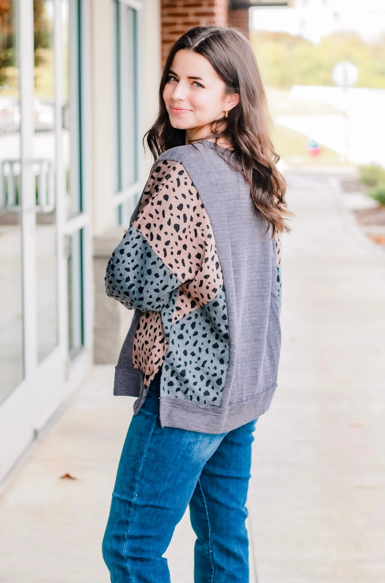 Meet Me for Drinks Side Leopard Knit Top