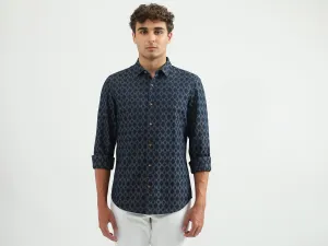 Men Printed Spread Collar Shirt