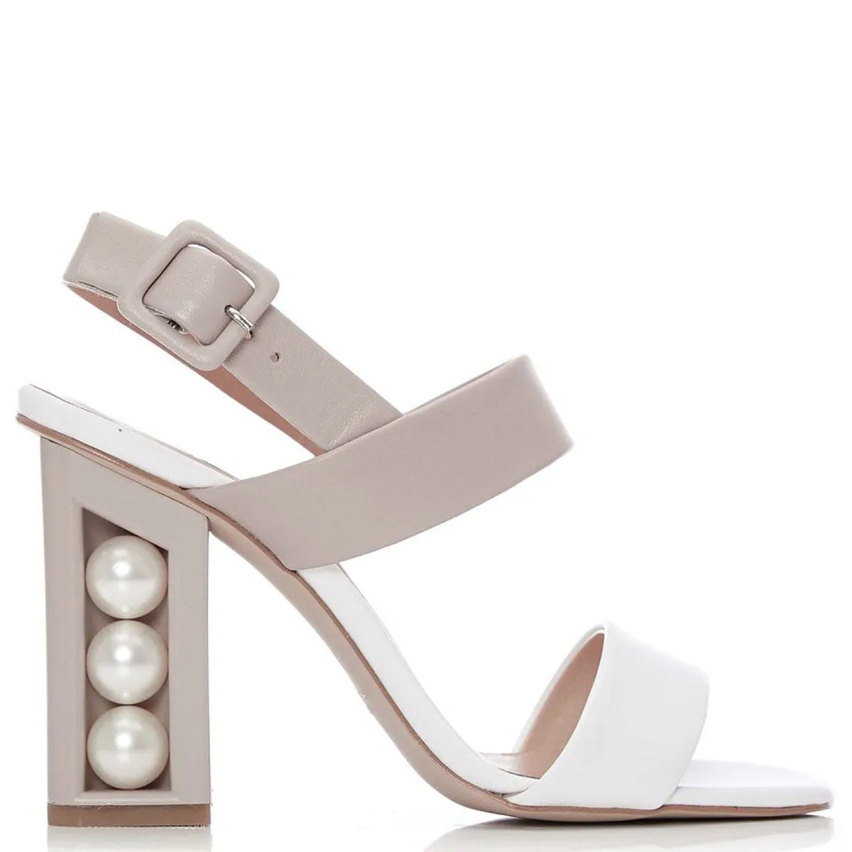 Moda In Pelle Shore White & Nude Colourblock Sandals