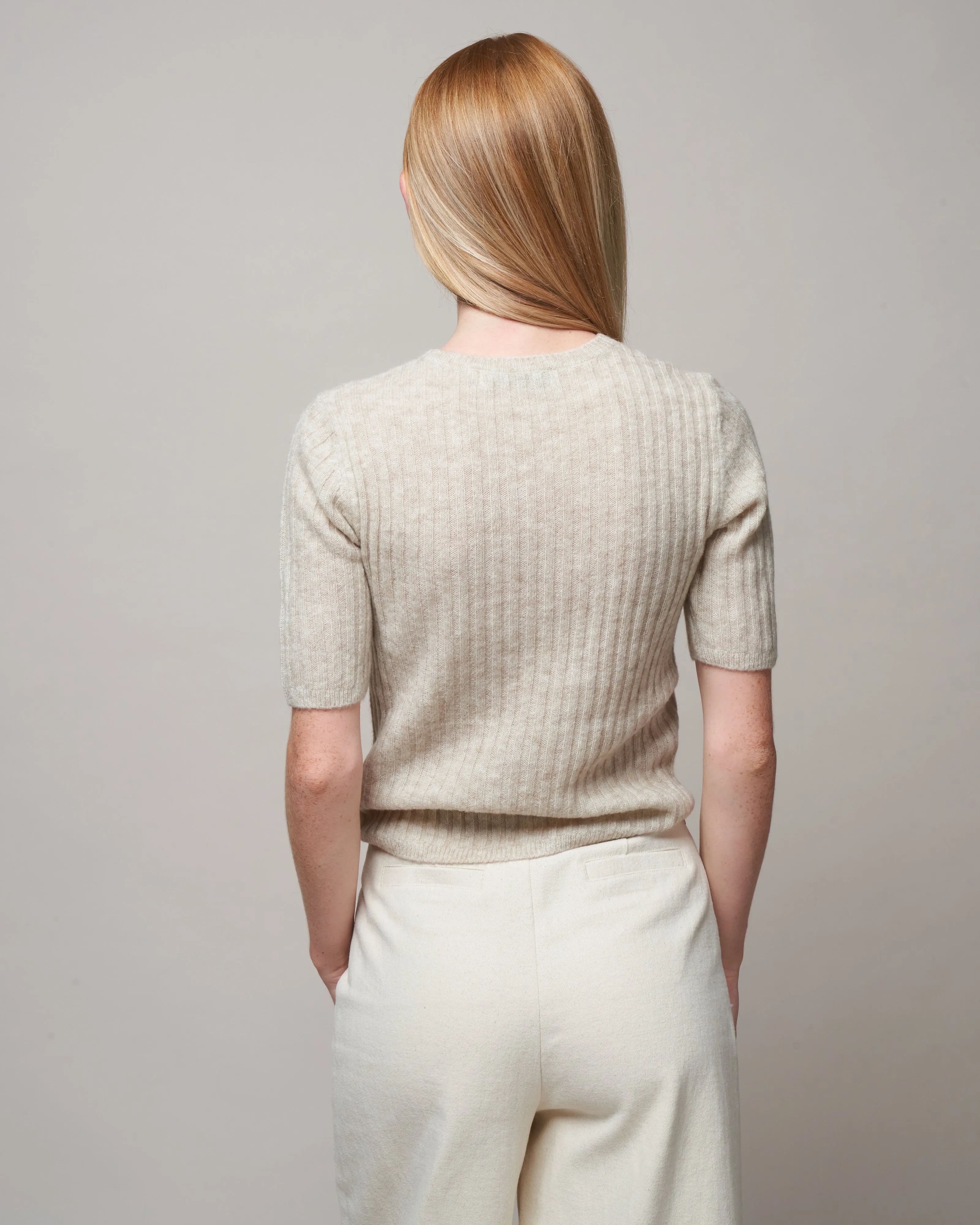 molly ribbed short sleeve - heather dove k001