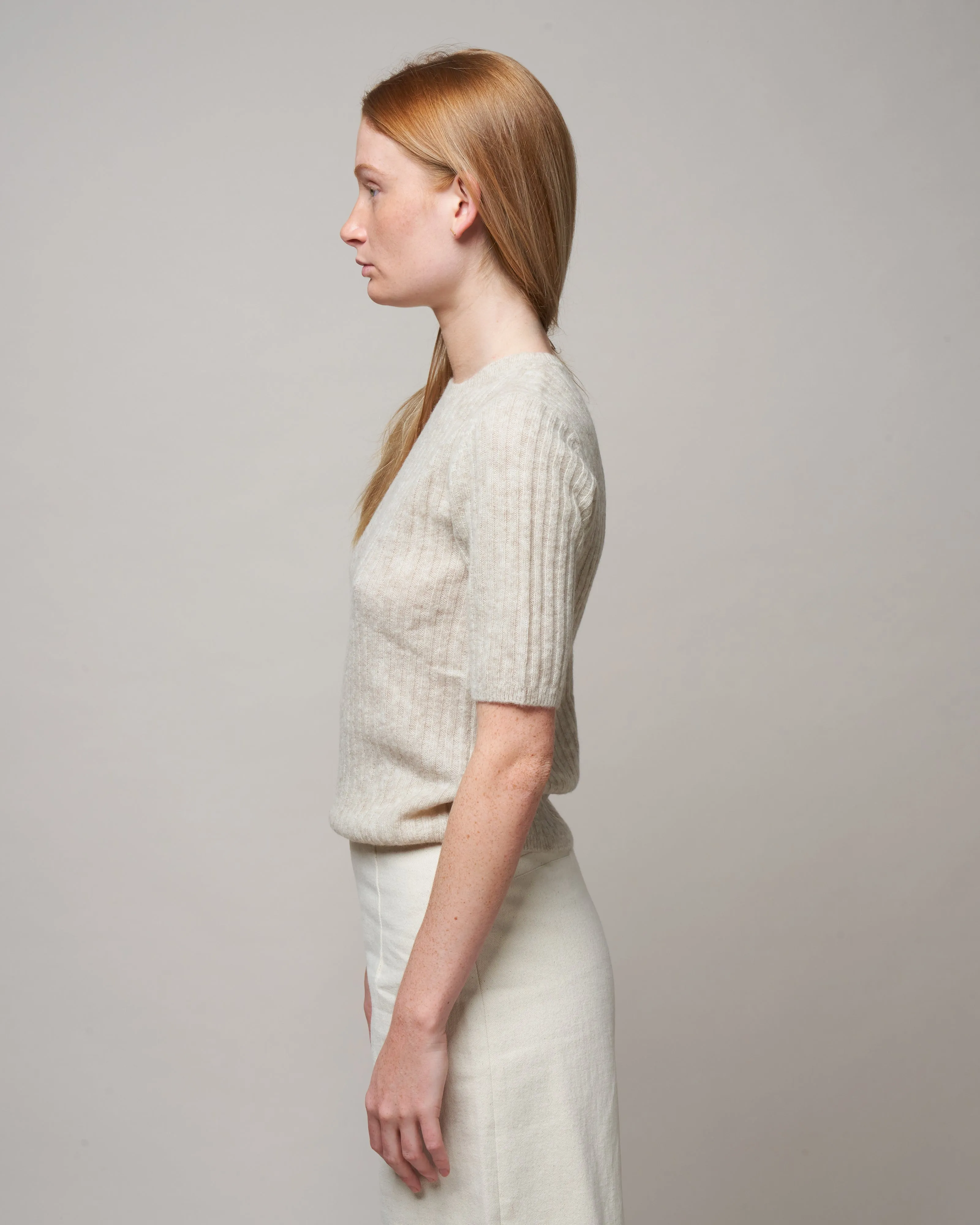 molly ribbed short sleeve - heather dove k001