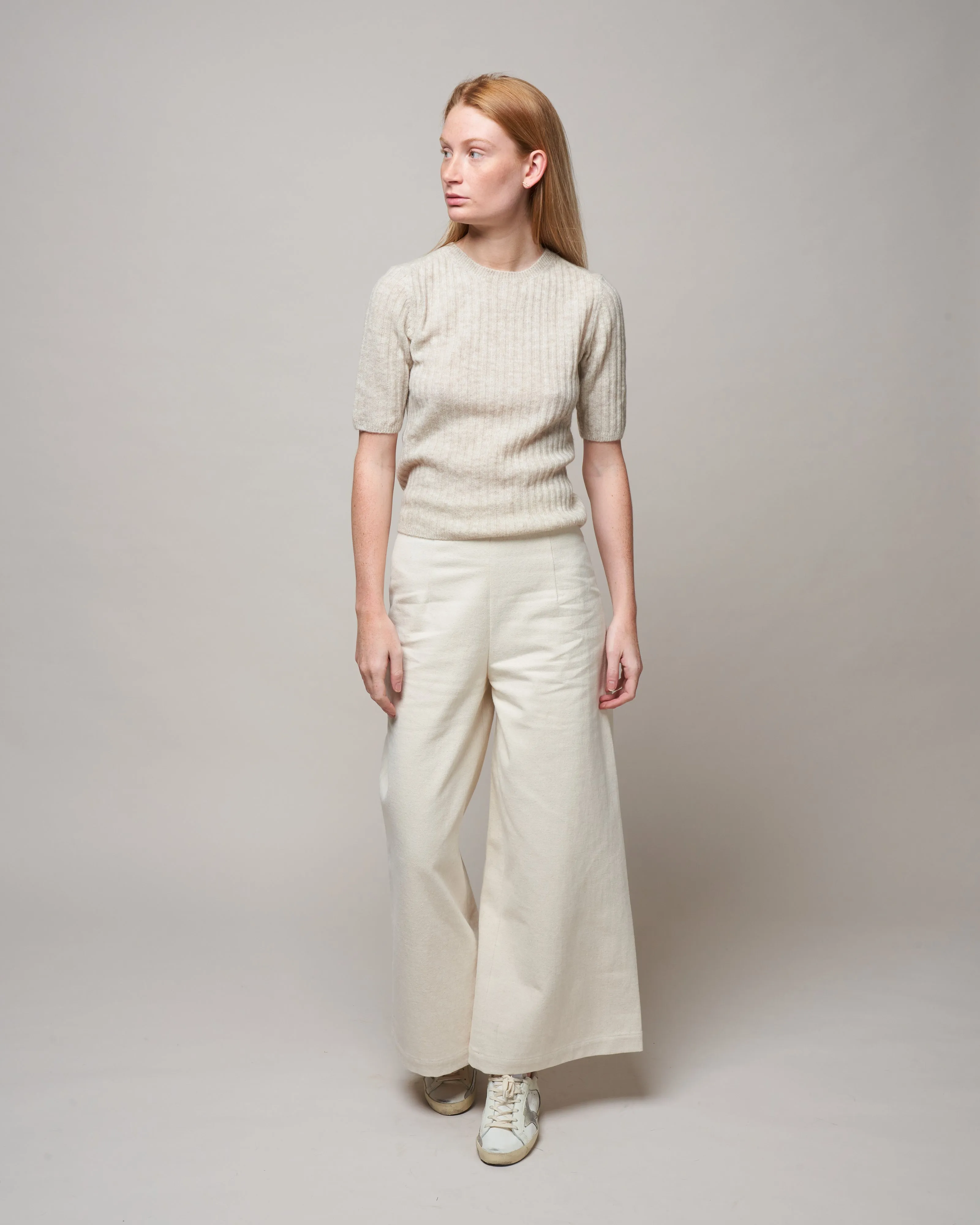 molly ribbed short sleeve - heather dove k001
