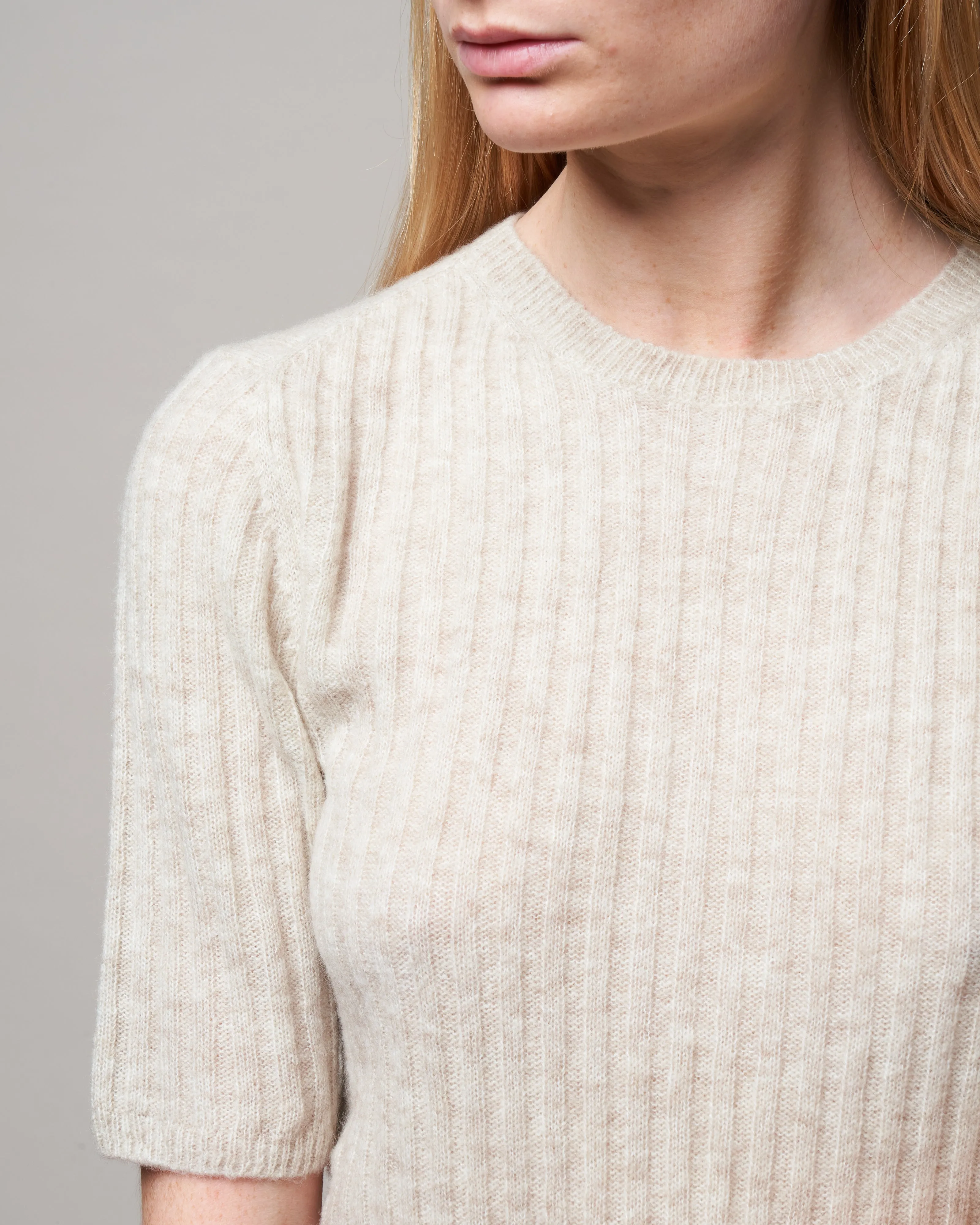molly ribbed short sleeve - heather dove k001
