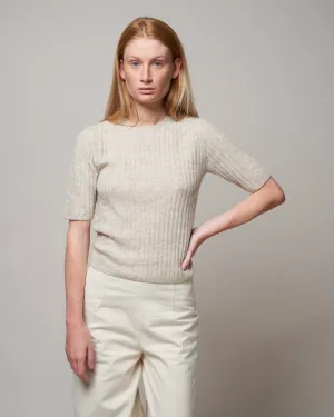 molly ribbed short sleeve - heather dove k001