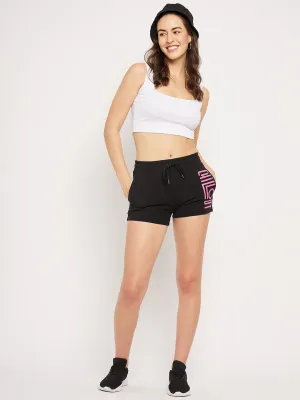 mSECRET Black Typography  Cotton Shorts