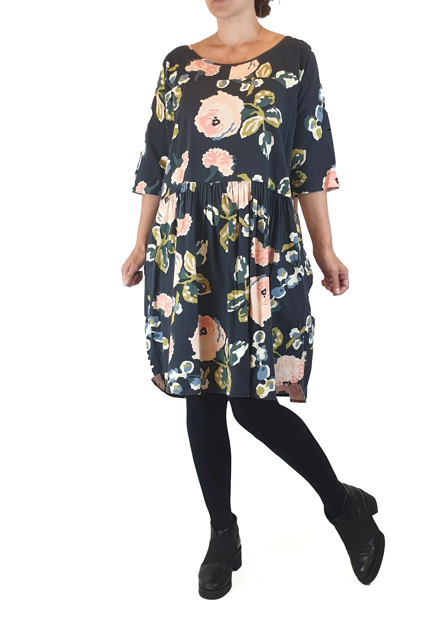 Obus black peony print dress size 1