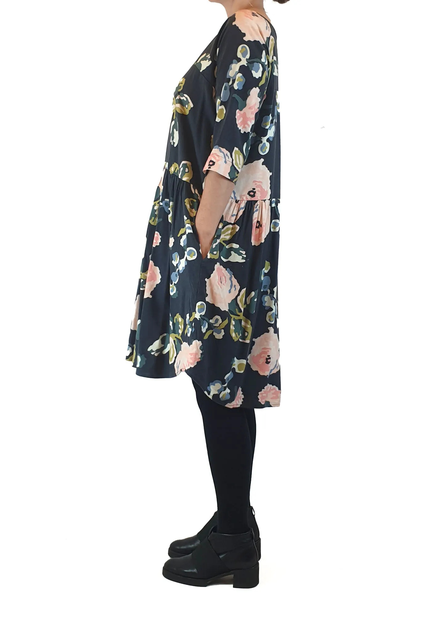 Obus black peony print dress size 1