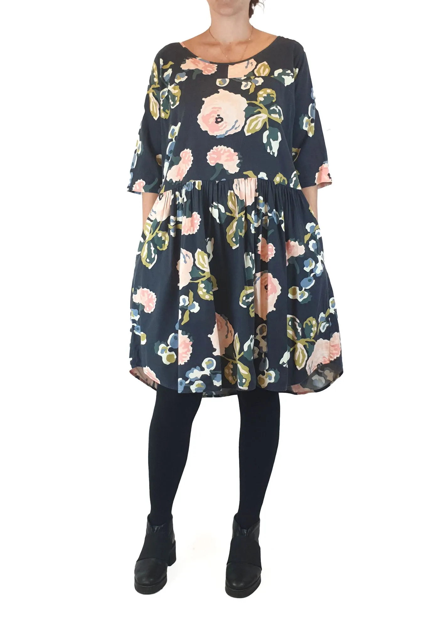 Obus black peony print dress size 1