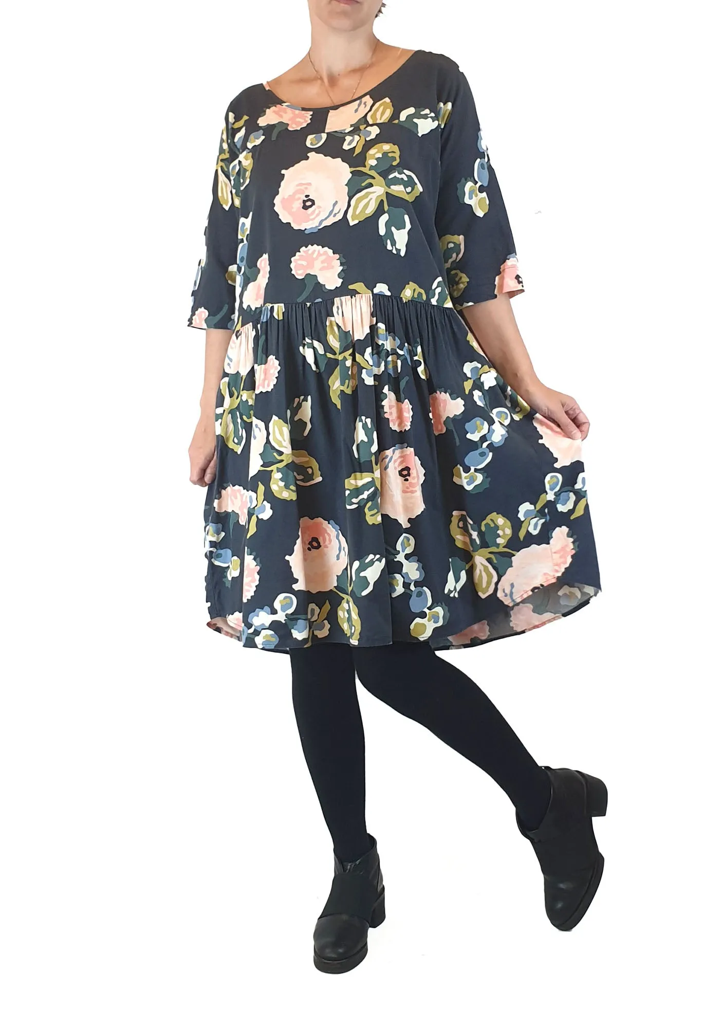 Obus black peony print dress size 1