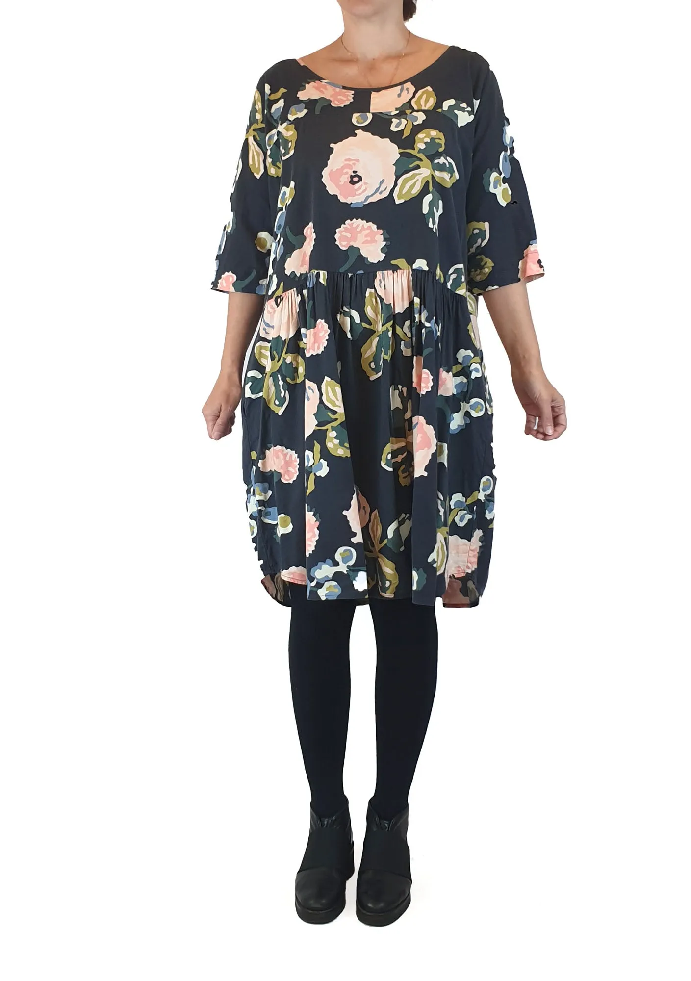 Obus black peony print dress size 1