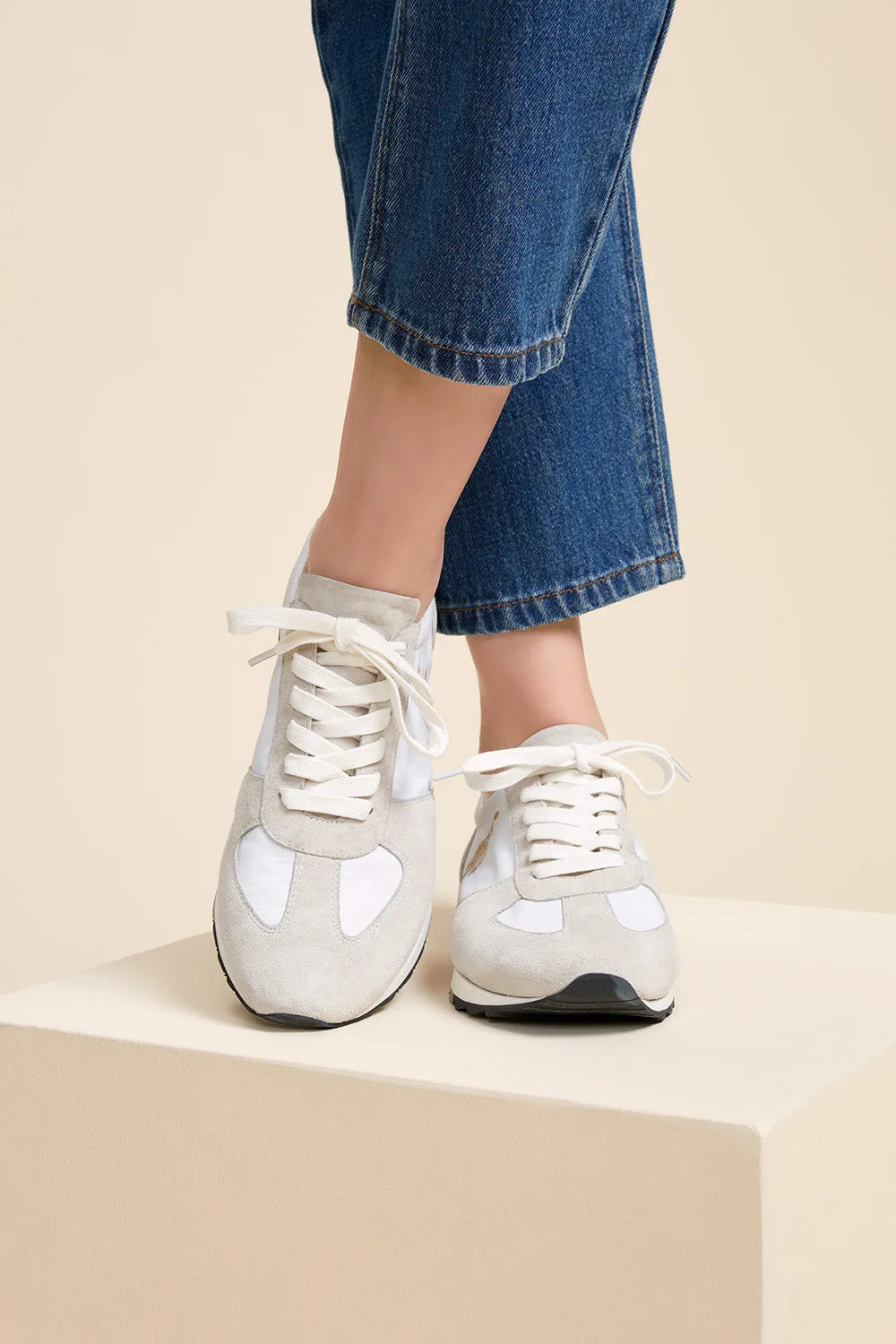 O.ZAKI - Sneakers ficelle bi-matière broderie danseuse