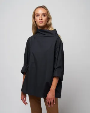 poplin flannel top - woven black