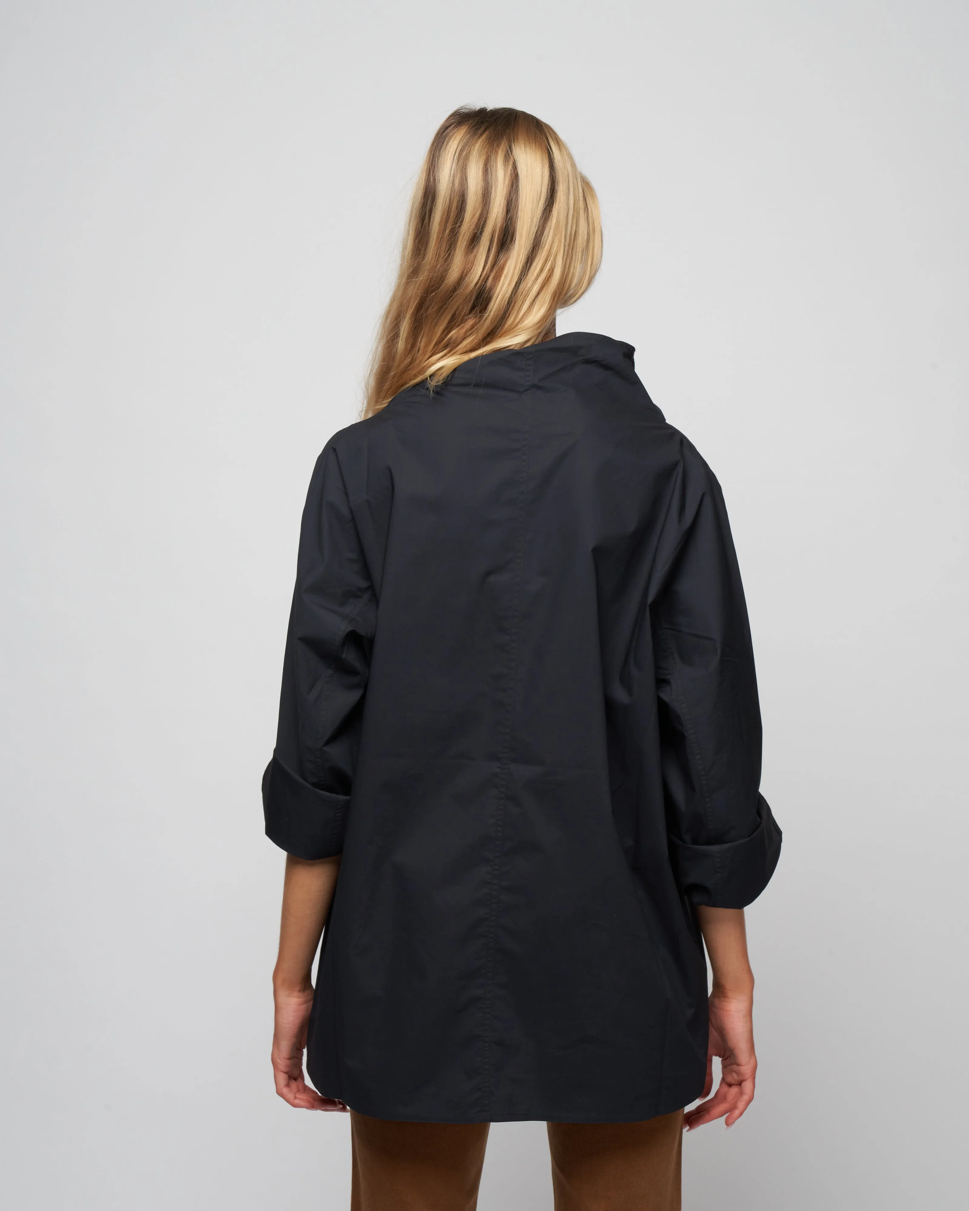 poplin flannel top - woven black