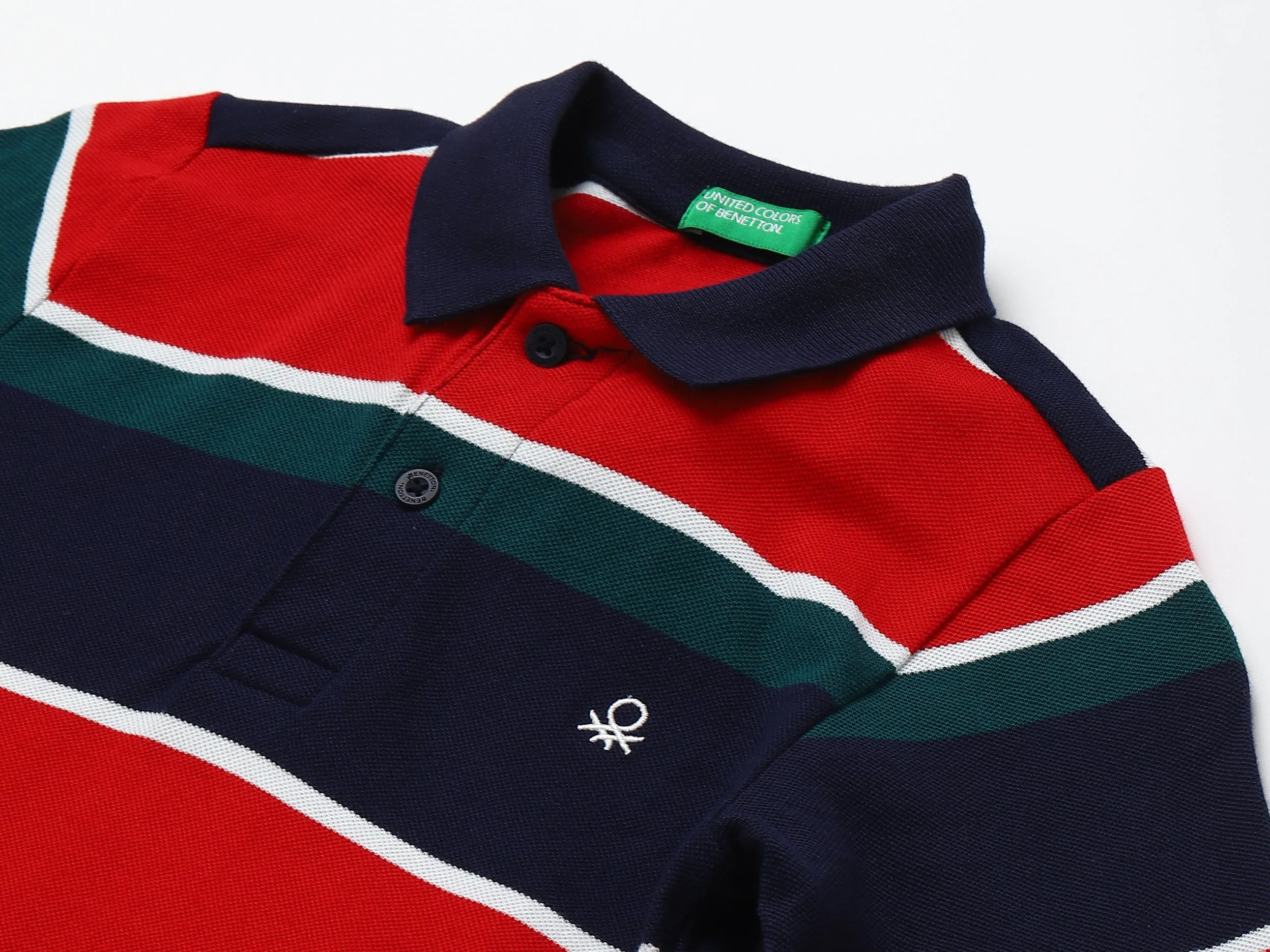 Red And Green Striped Polo T-Shirt