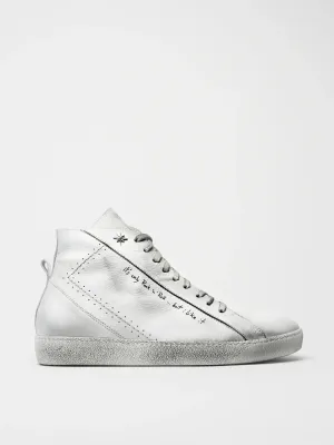 ROCKER SNEAKER HIGHT TOP  IN DISTRESSED WHITE - Woman