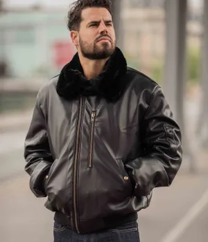 Roland Men's Vegan Leather Bomber Jacket | Black