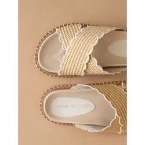 Scalloped Raffia Slide Sandals