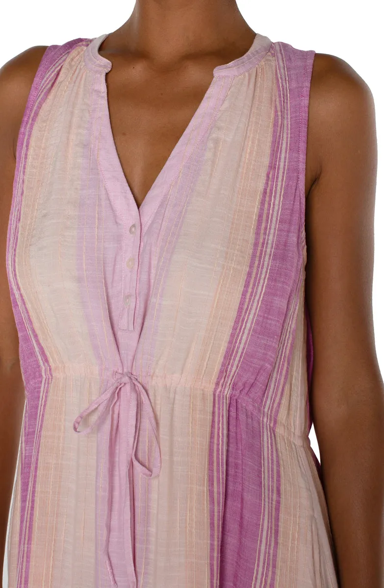 Sleeveless Tiered Maxi Dress - Lavender Multi Stripe - SALE