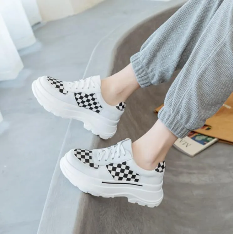 Small Feet Women's Thicksole Leather Sneakers MS367