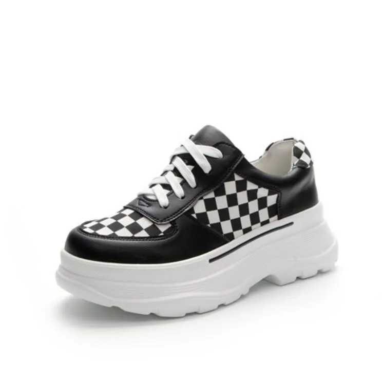 Small Feet Women's Thicksole Leather Sneakers MS367
