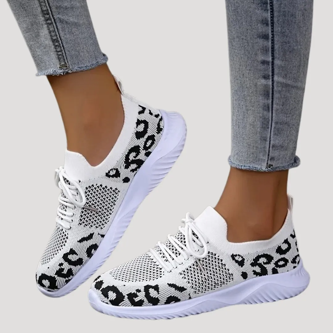 Sneakers – Leopard Print Accents – Sporty Chic Style