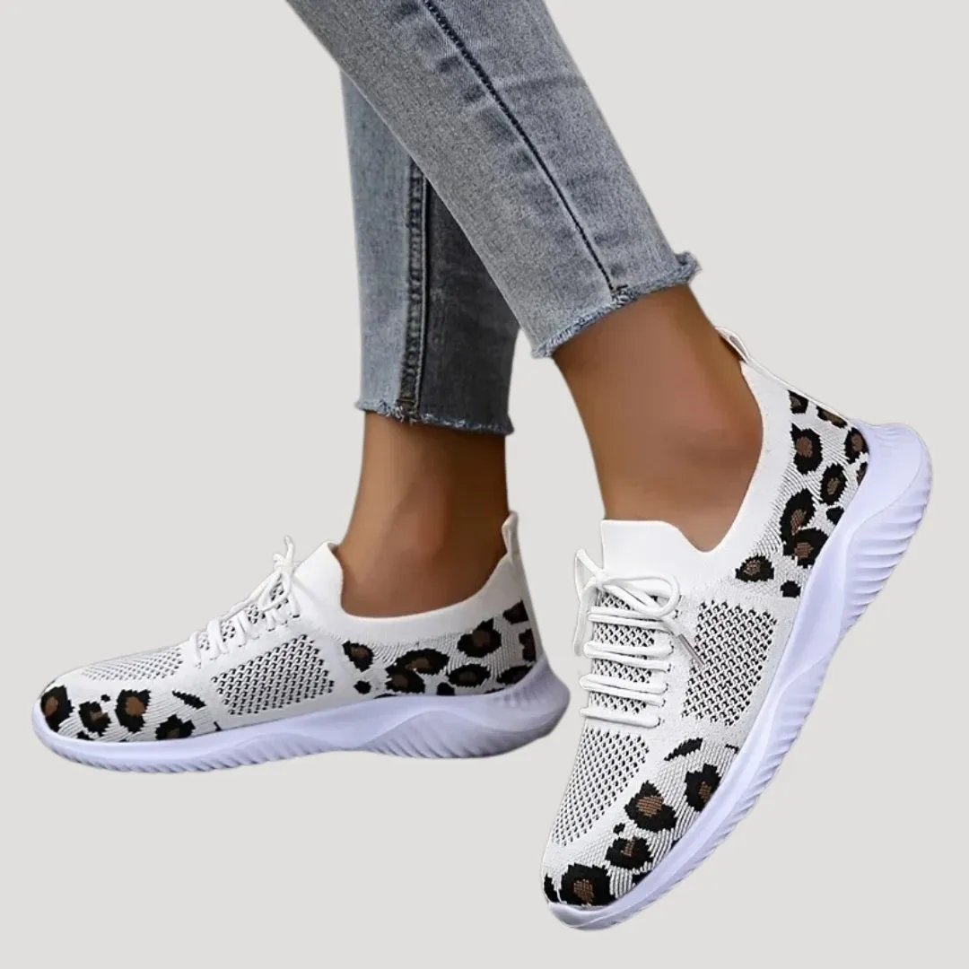Sneakers – Leopard Print Accents – Sporty Chic Style