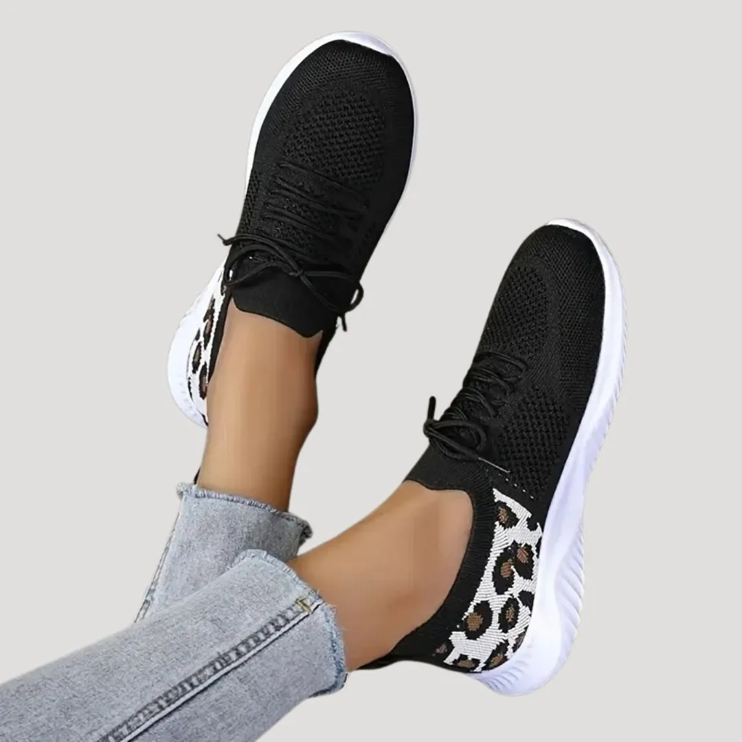 Sneakers – Leopard Print Accents – Sporty Chic Style