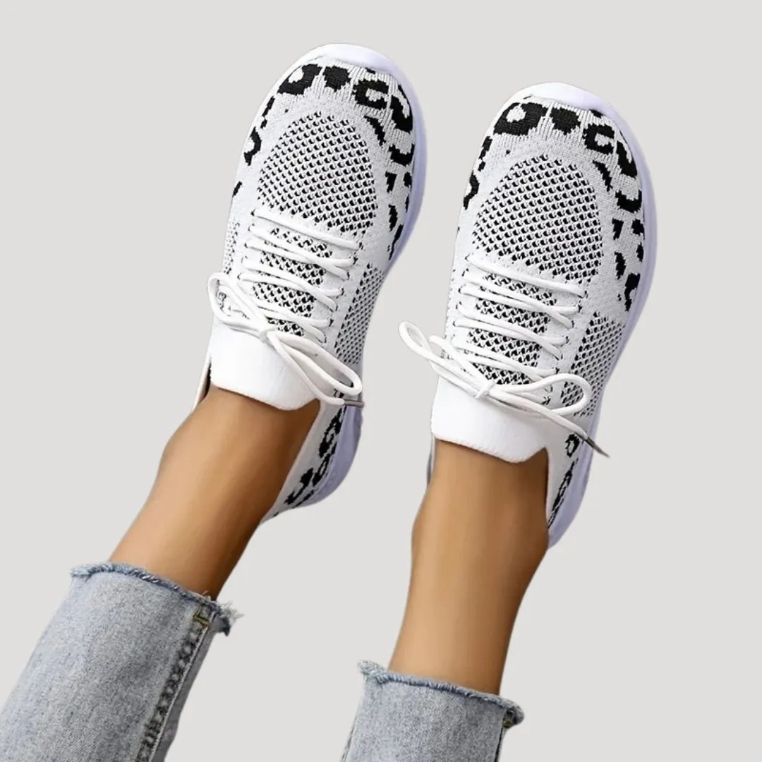 Sneakers – Leopard Print Accents – Sporty Chic Style