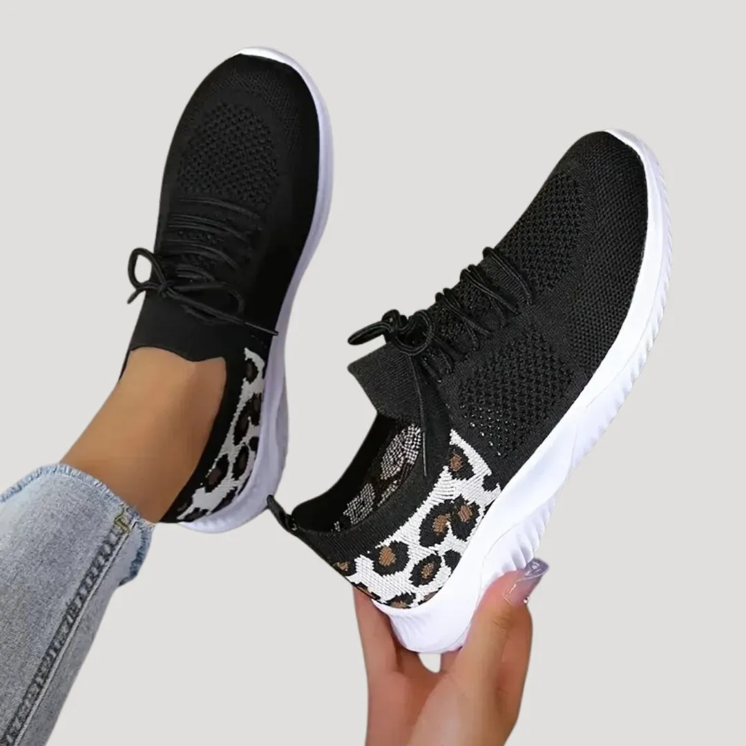 Sneakers – Leopard Print Accents – Sporty Chic Style