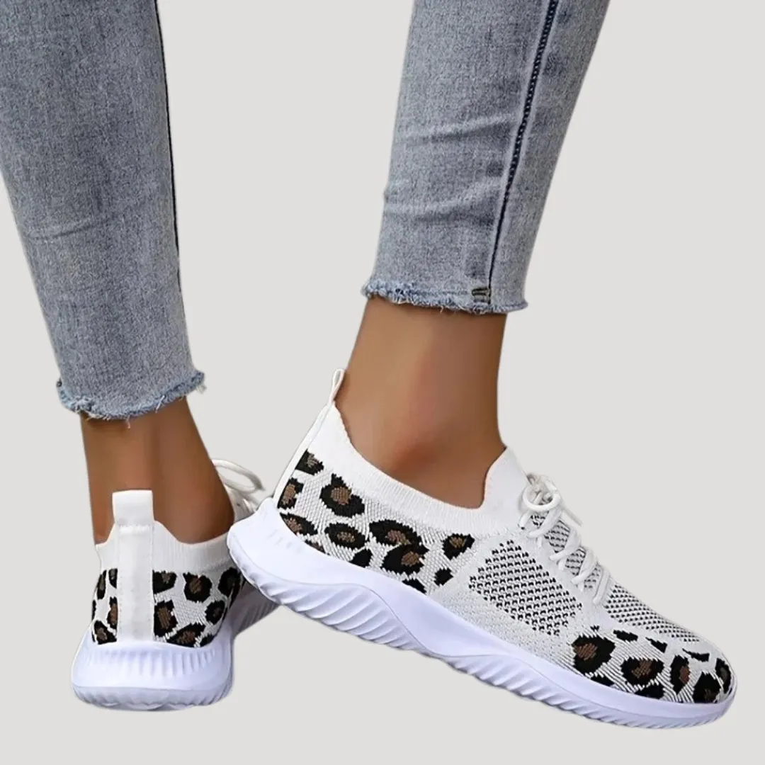 Sneakers – Leopard Print Accents – Sporty Chic Style
