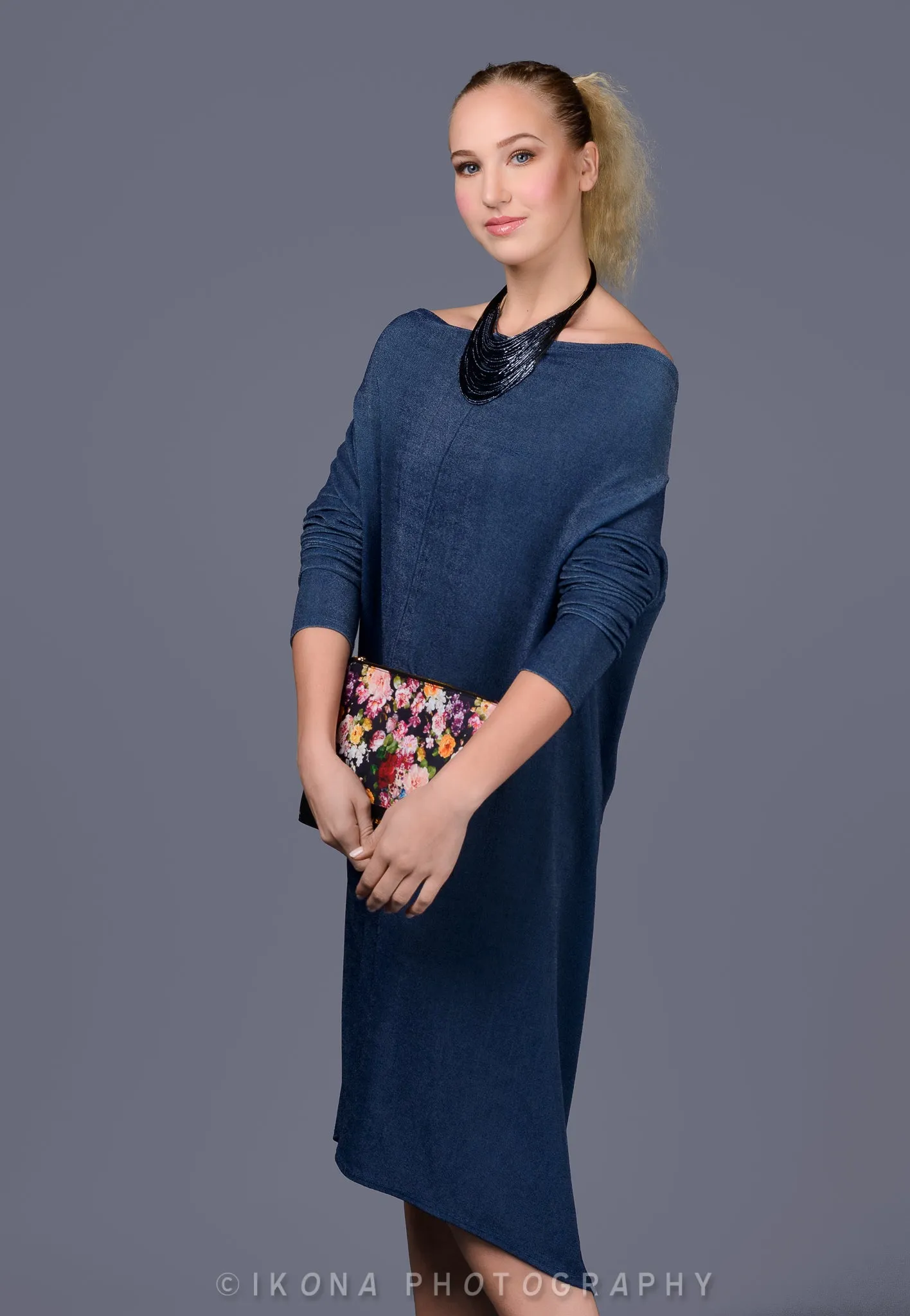 Sparkle Blue Open Back Midi Dress