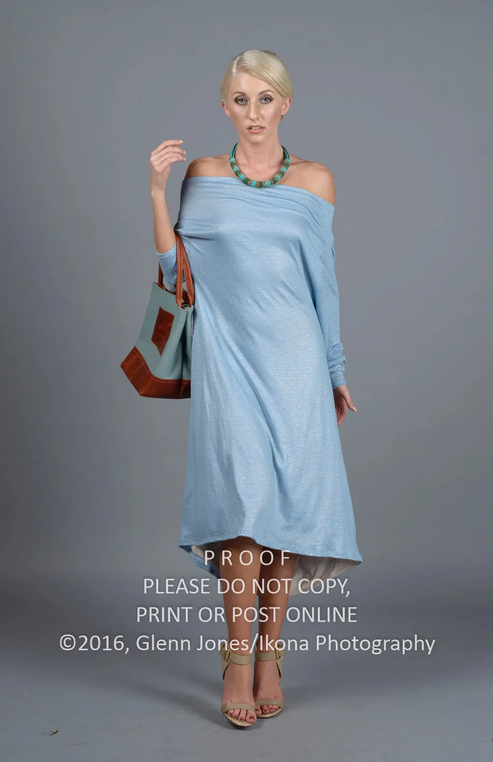 Sparkle Blue Open Back Midi Dress