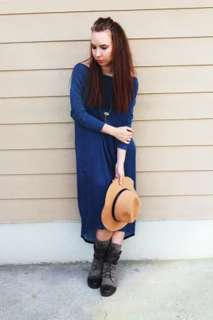 Sparkle Blue Open Back Midi Dress
