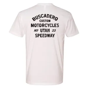 'Speedway' White Short Sleeve T shirt