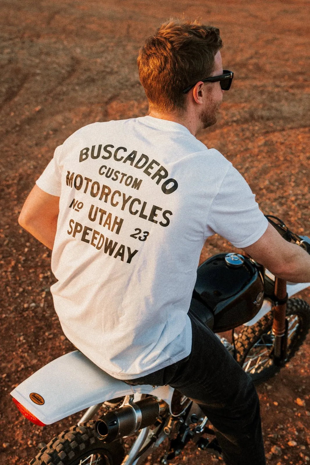 'Speedway' White Short Sleeve T shirt