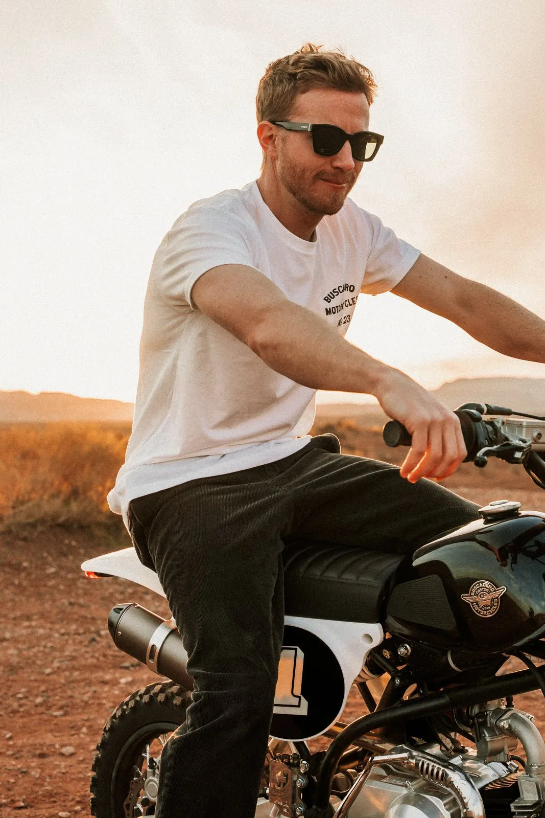 'Speedway' White Short Sleeve T shirt