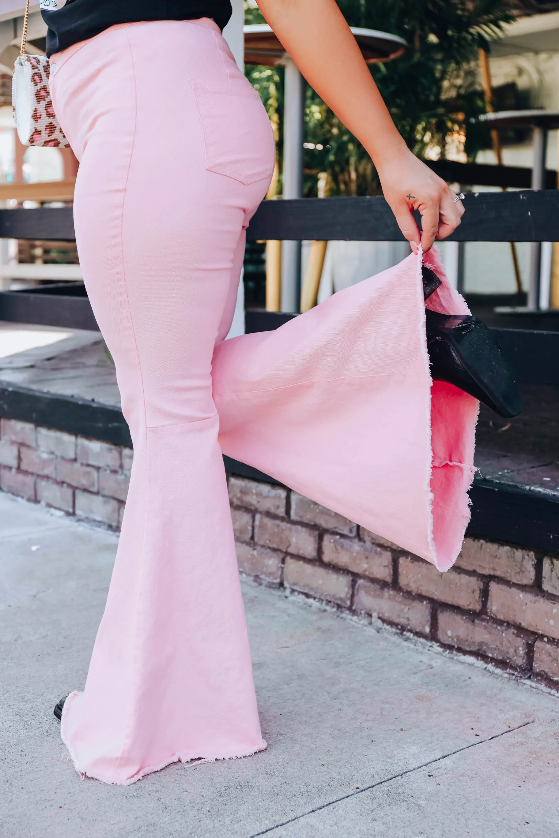 Stacie Bell Bottom Jeans - Pink