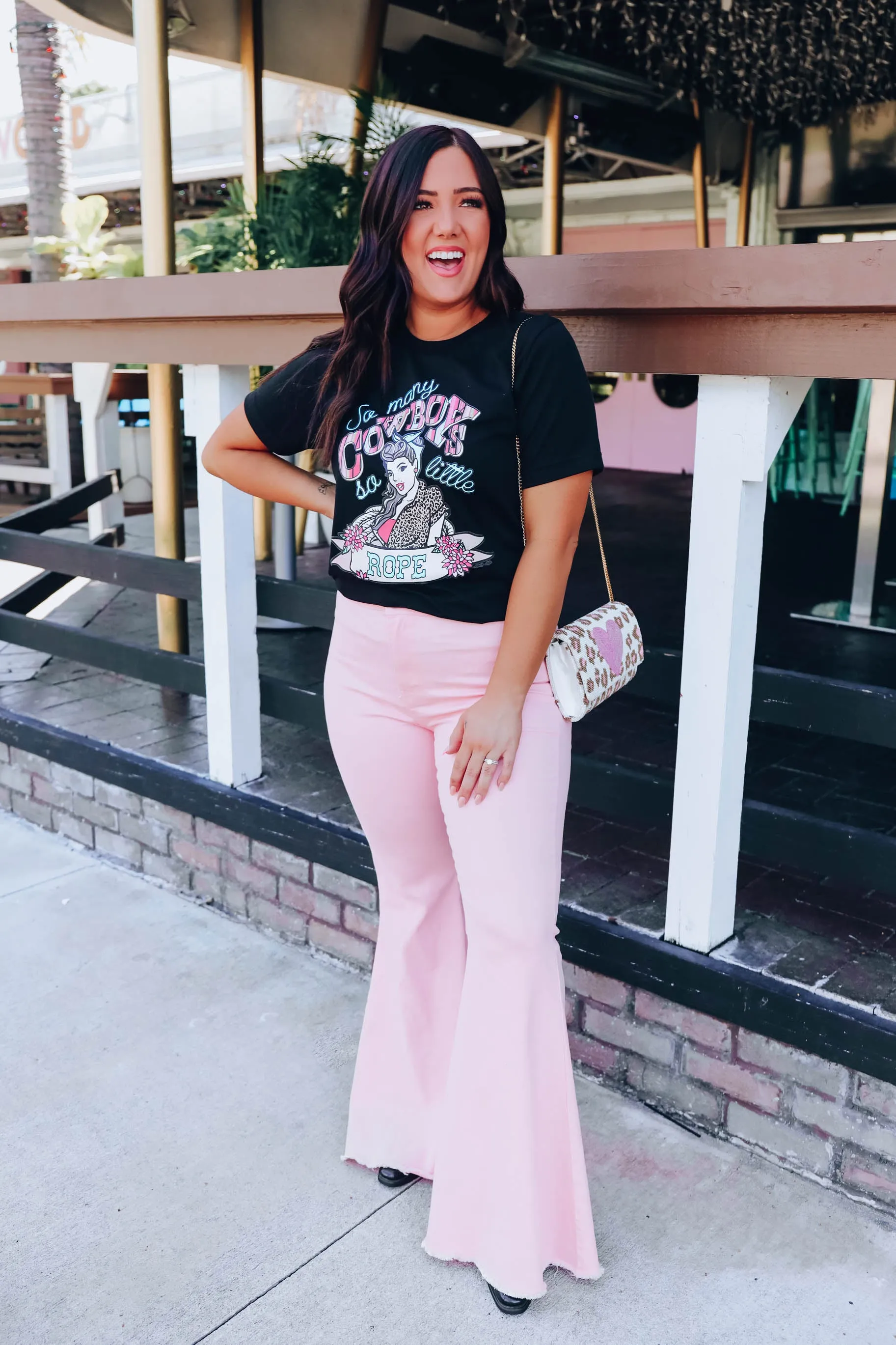 Stacie Bell Bottom Jeans - Pink