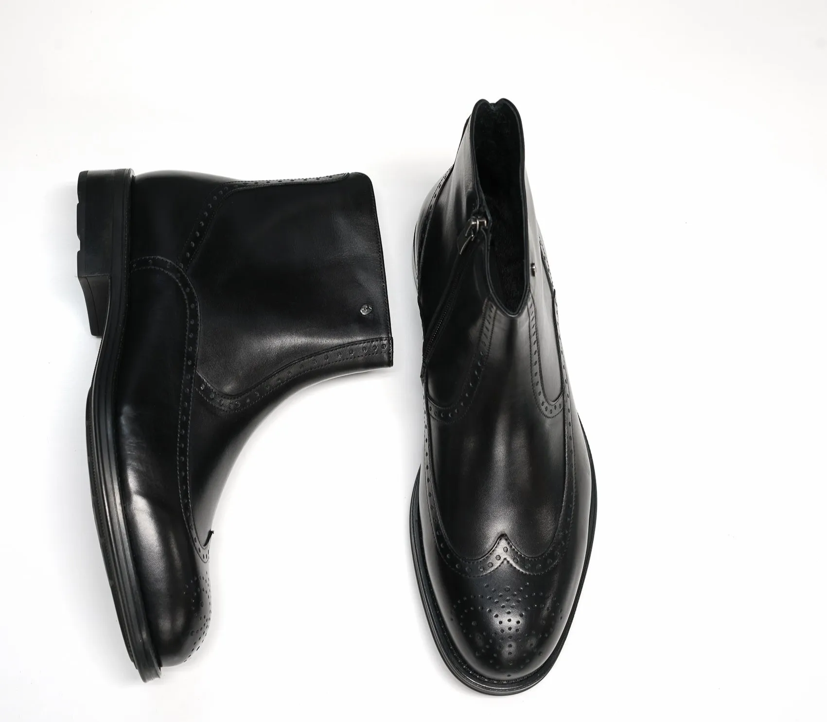 Stefano Stefani Men's Black Leather Detail Pull On Boots 8105 20% OFF