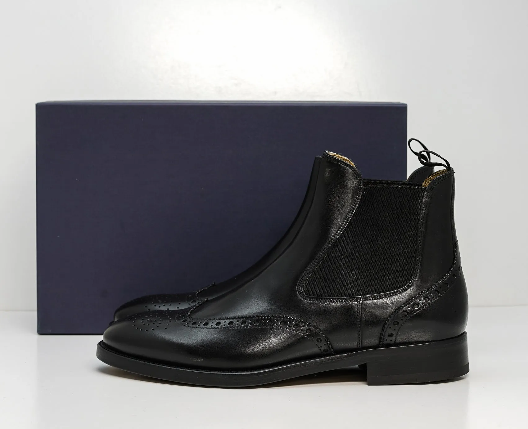 Stefano Stefani Men's Black Leather Detail Pull On Boots 8105 20% OFF