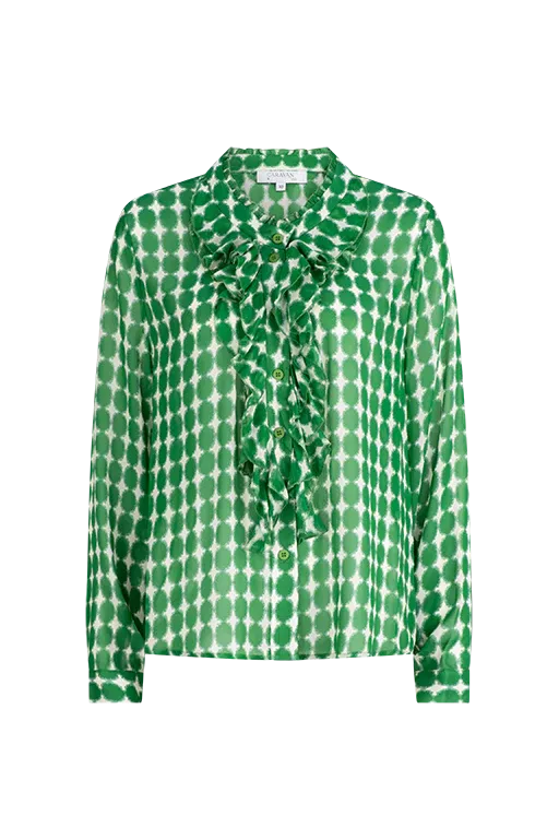 Stella Frill Front Blouse - Forest