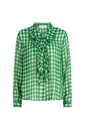 Stella Frill Front Blouse - Forest