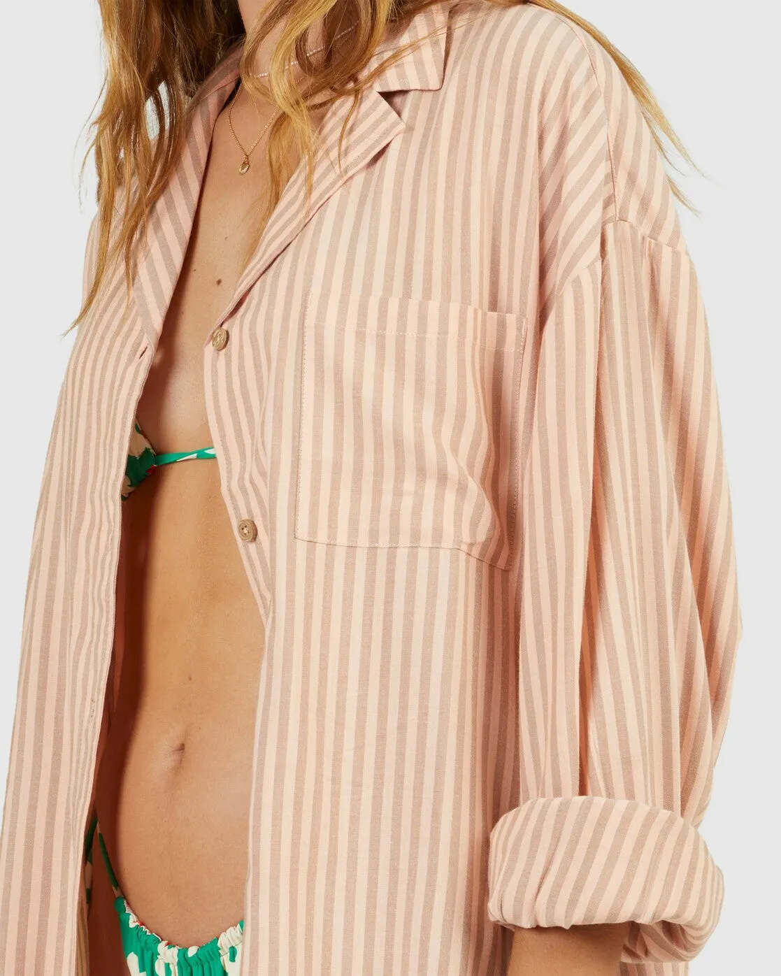 Summer Tides Button Thru Shirt Cover Up