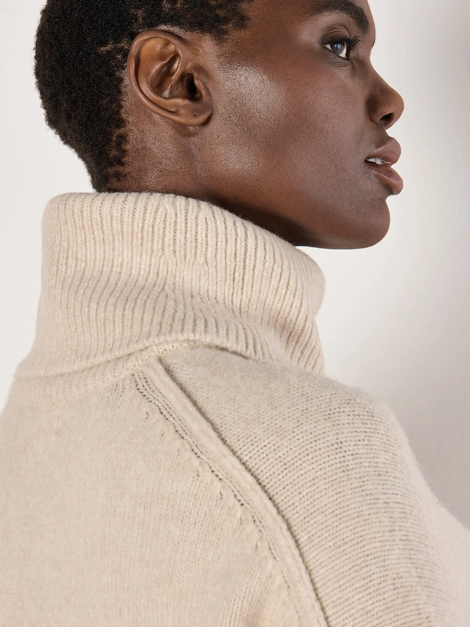 The Exposed Seam Jumper Mini Dress - Stone - PLUS