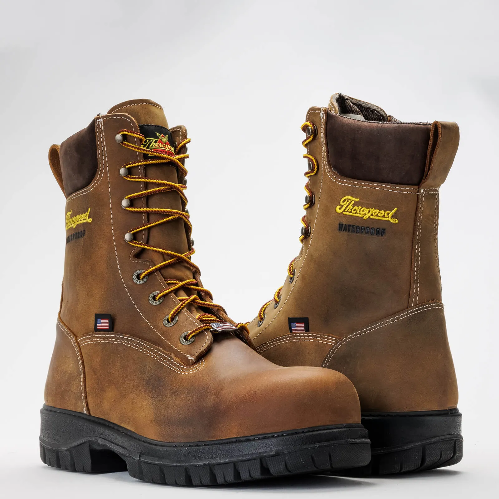 Thorogood Men's Genesis Series 8" Round Toe Waterproof Work Boot -Chestnut- 804-4249