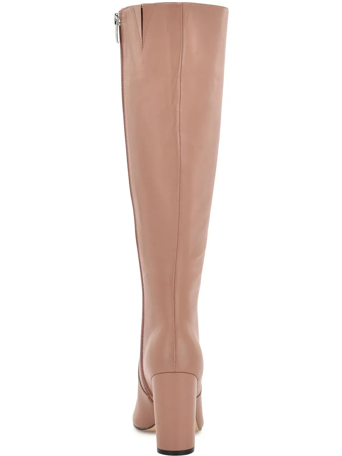 Womens Beige Comfort Danee Pointy Toe Block Heel Zip-Up Leather Boots Shoes 8.5 M WC
