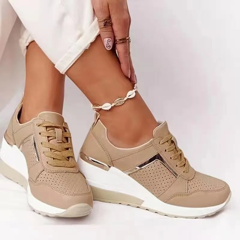 Women's Breathable Platform Sneakers with Lace Up Closure and Think Sole | Perfect for All Seasons