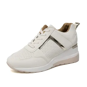 Women's Breathable Platform Sneakers with Lace Up Closure and Think Sole | Perfect for All Seasons