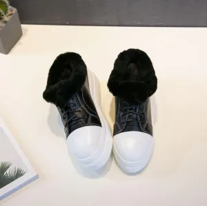 Women's Petite Leather Sneakers With Top Cap MS364